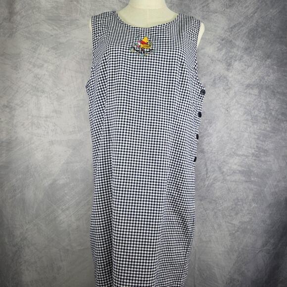 Disney Dresses & Skirts - Vintage Disney Pooh Jumper Dress Womens XL Blue Gingham Winnie The Pooh 90s